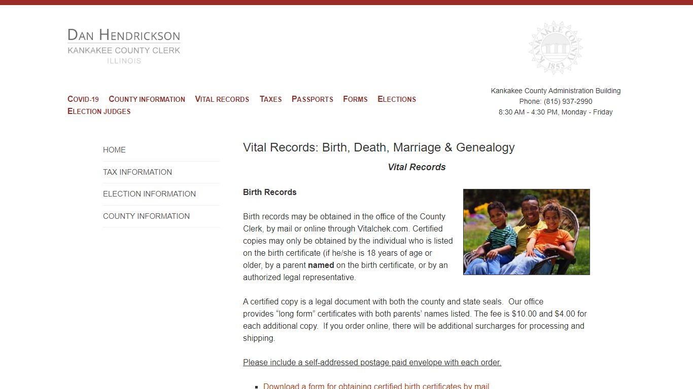 Vital Records: Birth, Death, Marriage & Genealogy - Kankakee County Clerk